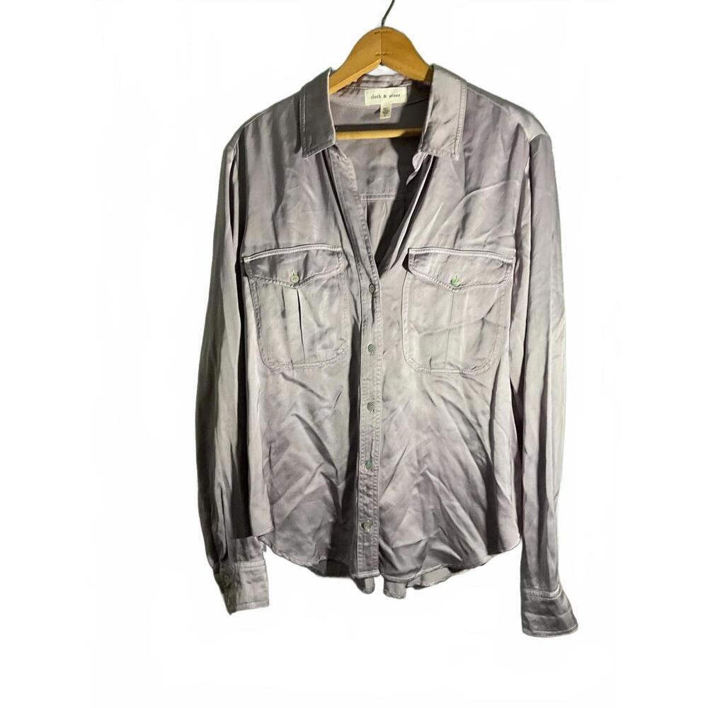 Cloth & Stone Gray Double Pocket Button-Up Shirt/ Large